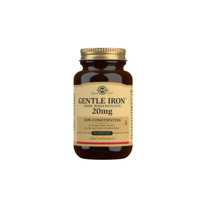 Solgar Gentle Iron (Iron Bisglycinate) 20 mg Vegetable Capsules - Pack of 90