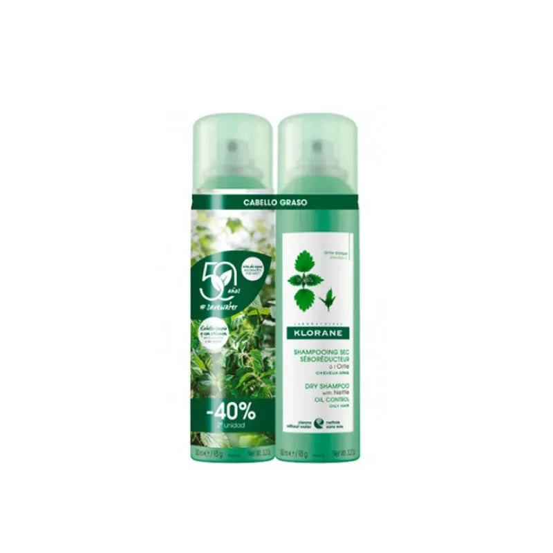 Klorane Shampoo Secco Purificante All'Ortica 2x150ml