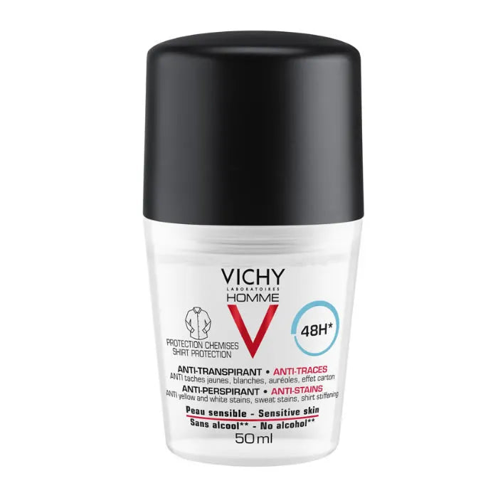 Vichy Homme Deodorante Anti-Traspirante Anti-Macchie Pelle Sensibile 50ml