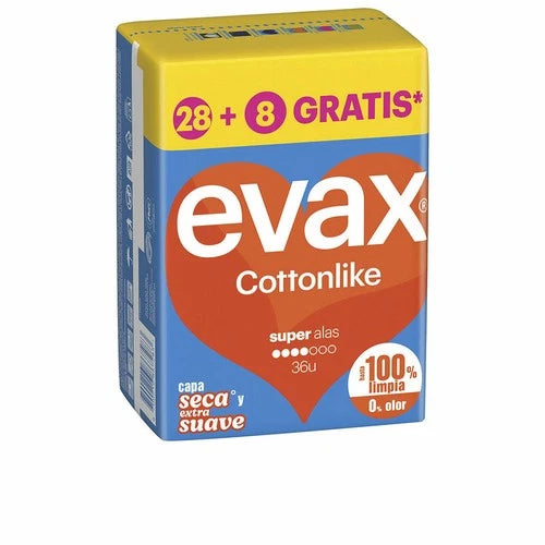 Evax Cottonlike Compresas Super Alas 36 U