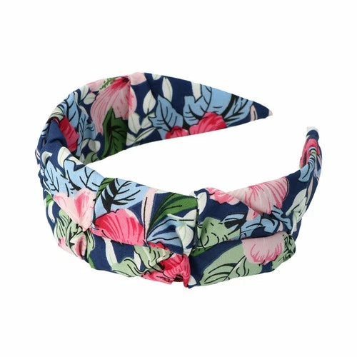 Inca Diadema Tela Floral Con Fondo Azul 1 U