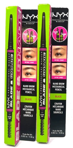 Nyx Blade y Shade Nano Lápiz De Cejas 12-Black 1 U